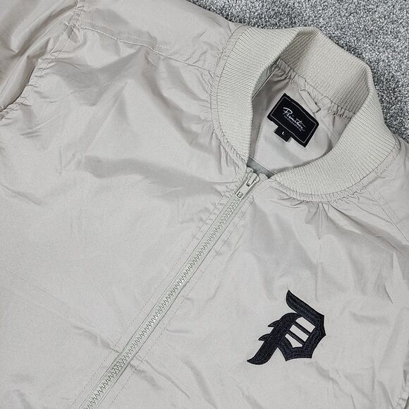 Primitive Skateboarding Jacket Skater Mens Large Beige Full Zip Bomber Logo New - Picture 1 of 10